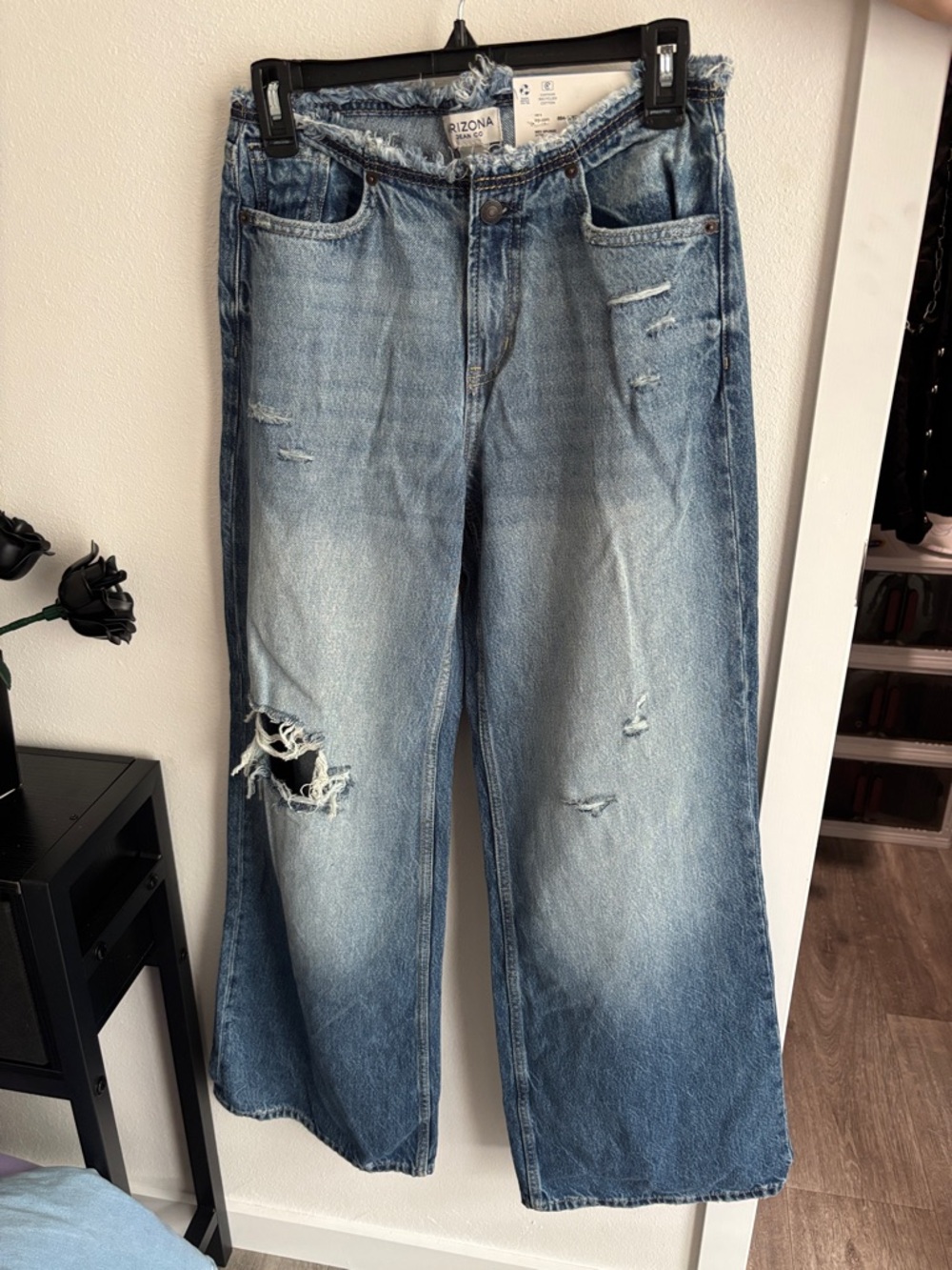 Arizona Jean Company Light Wash Distressed Bootcut Jeans